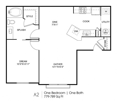 a floor plan of a house with a bedroom and a living room